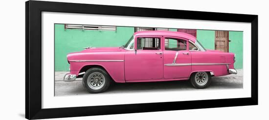 Cuba Fuerte Collection Panoramic - Classic American Pink Car in Havana-Philippe Hugonnard-Framed Photographic Print