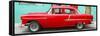 Cuba Fuerte Collection Panoramic - Classic American Red Car in Havana-Philippe Hugonnard-Framed Stretched Canvas