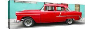 Cuba Fuerte Collection Panoramic - Classic American Red Car in Havana-Philippe Hugonnard-Stretched Canvas