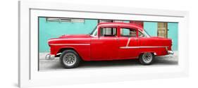 Cuba Fuerte Collection Panoramic - Classic American Red Car in Havana-Philippe Hugonnard-Framed Photographic Print