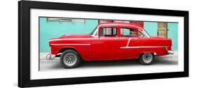 Cuba Fuerte Collection Panoramic - Classic American Red Car in Havana-Philippe Hugonnard-Framed Photographic Print