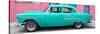 Cuba Fuerte Collection Panoramic - Classic American Turquoise Car in Havana-Philippe Hugonnard-Stretched Canvas