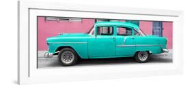 Cuba Fuerte Collection Panoramic - Classic American Turquoise Car in Havana-Philippe Hugonnard-Framed Photographic Print