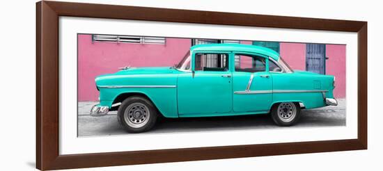 Cuba Fuerte Collection Panoramic - Classic American Turquoise Car in Havana-Philippe Hugonnard-Framed Photographic Print