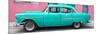 Cuba Fuerte Collection Panoramic - Classic American Turquoise Car in Havana-Philippe Hugonnard-Mounted Premium Photographic Print