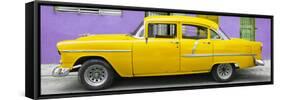 Cuba Fuerte Collection Panoramic - Classic American Yellow Car in Havana-Philippe Hugonnard-Framed Stretched Canvas