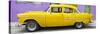 Cuba Fuerte Collection Panoramic - Classic American Yellow Car in Havana-Philippe Hugonnard-Stretched Canvas