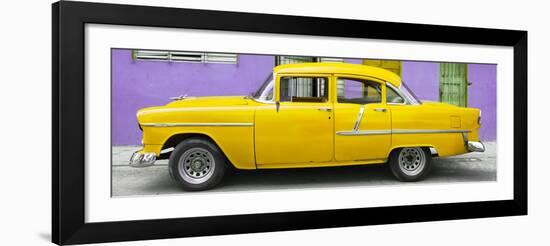 Cuba Fuerte Collection Panoramic - Classic American Yellow Car in Havana-Philippe Hugonnard-Framed Photographic Print