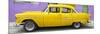 Cuba Fuerte Collection Panoramic - Classic American Yellow Car in Havana-Philippe Hugonnard-Mounted Photographic Print