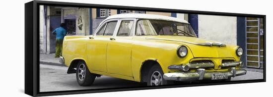 Cuba Fuerte Collection Panoramic - Classic Yellow Car-Philippe Hugonnard-Framed Stretched Canvas