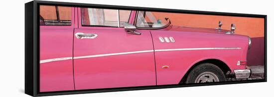Cuba Fuerte Collection Panoramic - Close-up of Retro Dark Pink Car-Philippe Hugonnard-Framed Stretched Canvas