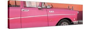 Cuba Fuerte Collection Panoramic - Close-up of Retro Dark Pink Car-Philippe Hugonnard-Stretched Canvas