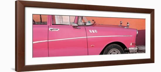 Cuba Fuerte Collection Panoramic - Close-up of Retro Dark Pink Car-Philippe Hugonnard-Framed Photographic Print