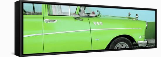 Cuba Fuerte Collection Panoramic - Close-up of Retro Green Car-Philippe Hugonnard-Framed Stretched Canvas