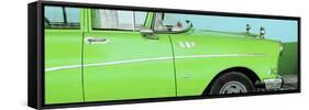 Cuba Fuerte Collection Panoramic - Close-up of Retro Green Car-Philippe Hugonnard-Framed Stretched Canvas