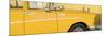 Cuba Fuerte Collection Panoramic - Close-up of Retro Yellow Car-Philippe Hugonnard-Mounted Photographic Print