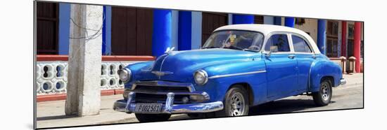 Cuba Fuerte Collection Panoramic - Cuban Blue Car-Philippe Hugonnard-Mounted Photographic Print