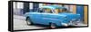 Cuba Fuerte Collection Panoramic - Cuban Blue Classic Car in Havana-Philippe Hugonnard-Framed Stretched Canvas