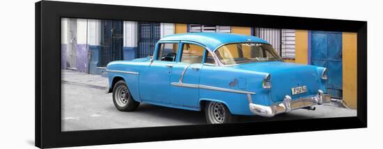 Cuba Fuerte Collection Panoramic - Cuban Blue Classic Car in Havana-Philippe Hugonnard-Framed Premium Photographic Print