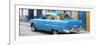 Cuba Fuerte Collection Panoramic - Cuban Blue Classic Car in Havana-Philippe Hugonnard-Framed Photographic Print