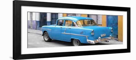 Cuba Fuerte Collection Panoramic - Cuban Blue Classic Car in Havana-Philippe Hugonnard-Framed Photographic Print