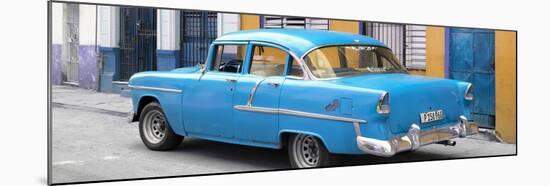 Cuba Fuerte Collection Panoramic - Cuban Blue Classic Car in Havana-Philippe Hugonnard-Mounted Photographic Print