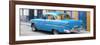 Cuba Fuerte Collection Panoramic - Cuban Blue Classic Car in Havana-Philippe Hugonnard-Framed Photographic Print