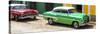 Cuba Fuerte Collection Panoramic - Cuban Green and Red Taxis-Philippe Hugonnard-Stretched Canvas