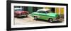 Cuba Fuerte Collection Panoramic - Cuban Green and Red Taxis-Philippe Hugonnard-Framed Photographic Print