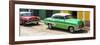 Cuba Fuerte Collection Panoramic - Cuban Green and Red Taxis-Philippe Hugonnard-Framed Photographic Print