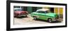 Cuba Fuerte Collection Panoramic - Cuban Green and Red Taxis-Philippe Hugonnard-Framed Photographic Print