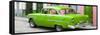 Cuba Fuerte Collection Panoramic - Cuban Green Classic Car in Havana-Philippe Hugonnard-Framed Stretched Canvas