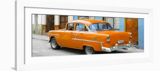 Cuba Fuerte Collection Panoramic - Cuban Orange Classic Car in Havana-Philippe Hugonnard-Framed Photographic Print