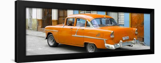 Cuba Fuerte Collection Panoramic - Cuban Orange Classic Car in Havana-Philippe Hugonnard-Framed Photographic Print