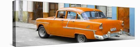 Cuba Fuerte Collection Panoramic - Cuban Orange Classic Car in Havana-Philippe Hugonnard-Stretched Canvas