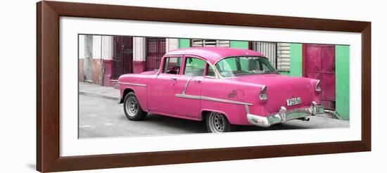 Cuba Fuerte Collection Panoramic - Cuban Pink Classic Car in Havana-Philippe Hugonnard-Framed Photographic Print