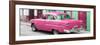 Cuba Fuerte Collection Panoramic - Cuban Pink Classic Car in Havana-Philippe Hugonnard-Framed Photographic Print