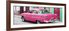 Cuba Fuerte Collection Panoramic - Cuban Pink Classic Car in Havana-Philippe Hugonnard-Framed Photographic Print