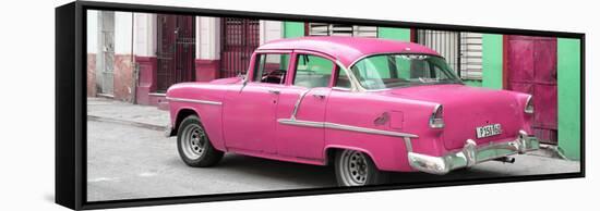 Cuba Fuerte Collection Panoramic - Cuban Pink Classic Car in Havana-Philippe Hugonnard-Framed Stretched Canvas