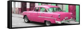 Cuba Fuerte Collection Panoramic - Cuban Pink Classic Car in Havana-Philippe Hugonnard-Framed Stretched Canvas