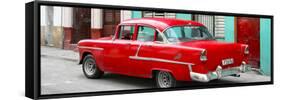 Cuba Fuerte Collection Panoramic - Cuban Red Classic Car in Havana-Philippe Hugonnard-Framed Stretched Canvas