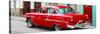 Cuba Fuerte Collection Panoramic - Cuban Red Classic Car in Havana-Philippe Hugonnard-Stretched Canvas