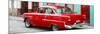 Cuba Fuerte Collection Panoramic - Cuban Red Classic Car in Havana-Philippe Hugonnard-Mounted Premium Photographic Print