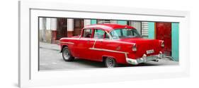 Cuba Fuerte Collection Panoramic - Cuban Red Classic Car in Havana-Philippe Hugonnard-Framed Photographic Print