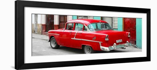 Cuba Fuerte Collection Panoramic - Cuban Red Classic Car in Havana-Philippe Hugonnard-Framed Photographic Print