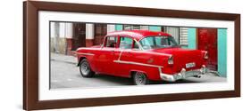 Cuba Fuerte Collection Panoramic - Cuban Red Classic Car in Havana-Philippe Hugonnard-Framed Photographic Print