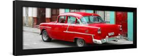 Cuba Fuerte Collection Panoramic - Cuban Red Classic Car in Havana-Philippe Hugonnard-Framed Photographic Print