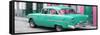 Cuba Fuerte Collection Panoramic - Cuban Turquoise Classic Car in Havana-Philippe Hugonnard-Framed Stretched Canvas