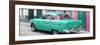 Cuba Fuerte Collection Panoramic - Cuban Turquoise Classic Car in Havana-Philippe Hugonnard-Framed Premium Photographic Print