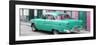 Cuba Fuerte Collection Panoramic - Cuban Turquoise Classic Car in Havana-Philippe Hugonnard-Framed Premium Photographic Print